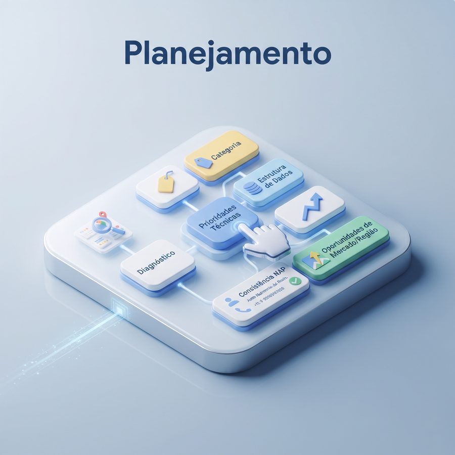 Planejamento estratégico de SEO Local — prioridades técnicas de categoria, NAP e estrutura de dados